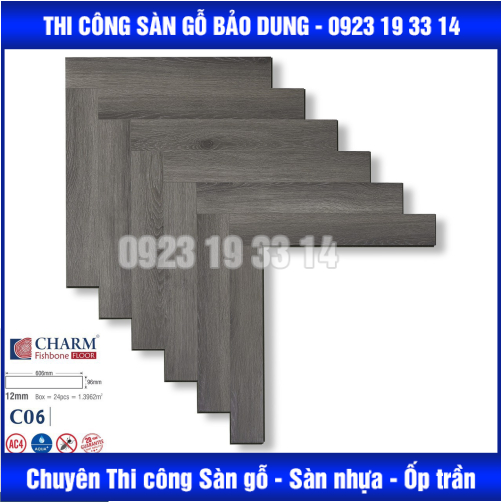 Sàn Gỗ CHARM xương cá  cốt xanh