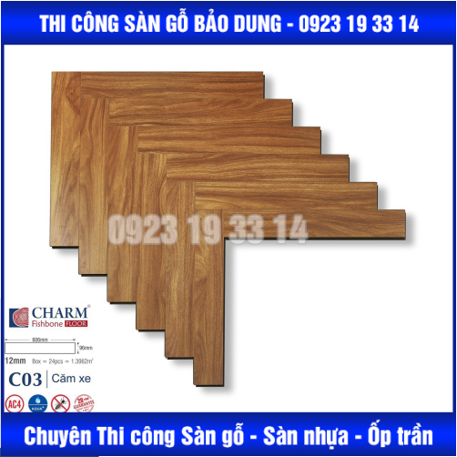 Sàn Gỗ CHARM xương cá  cốt xanh
