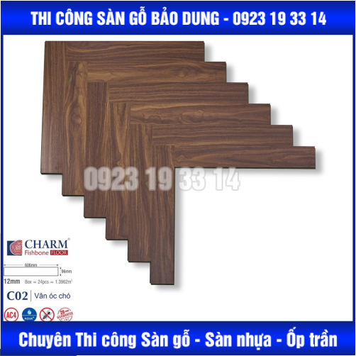 Sàn Gỗ CHARM xương cá  cốt xanh