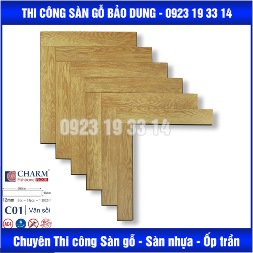 Sàn Gỗ CHARM xương cá  cốt xanh