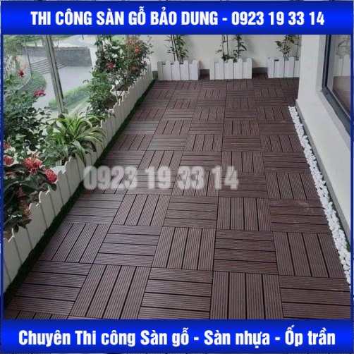 sàn ngoài trời + vỉ gỗ