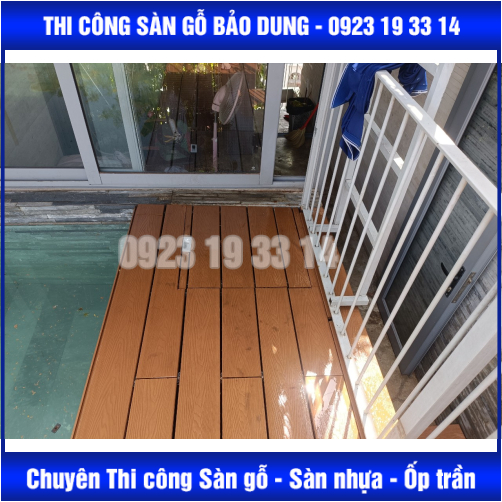 sàn ngoài trời + vỉ gỗ